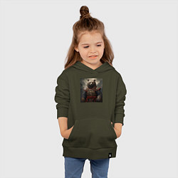 Толстовка детская хлопковая Медведь самурай, цвет: хаки — фото 2