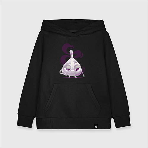 Детская толстовка-худи Воняющий улыбающийся чеснок / Черный – фото 1