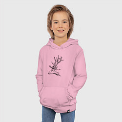 Толстовка детская хлопковая Голова оленя в профиль, цвет: светло-розовый — фото 2