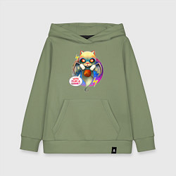 Толстовка детская хлопковая Кот призрак с клубочком, цвет: авокадо
