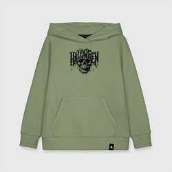 Толстовка детская хлопковая Череп Хэллоуина, цвет: авокадо