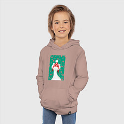 Толстовка детская хлопковая Лама - альпака в ушанке, цвет: пыльно-розовый — фото 2