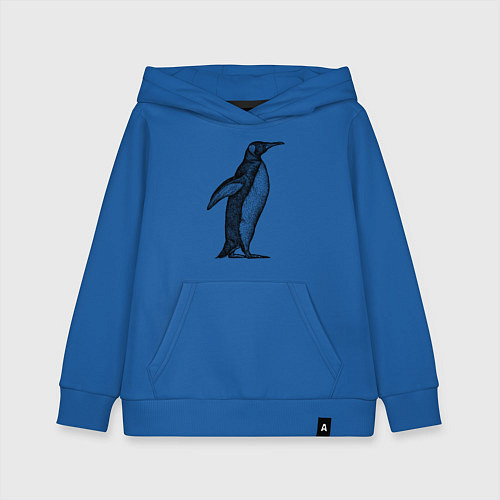 Детская толстовка-худи Пингвин сбоку / Синий – фото 1
