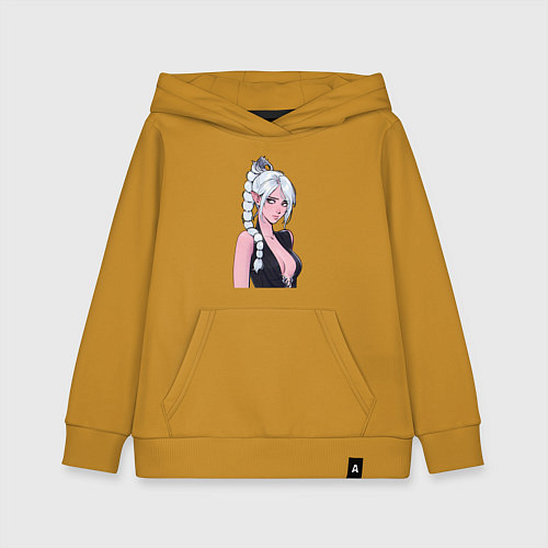 Детская толстовка-худи Шэдоухарт - серебрянные волосы / Горчичный – фото 1