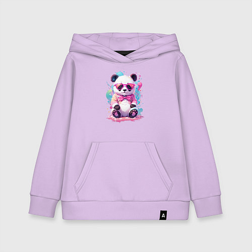 Детская толстовка-худи Милая панда в розовых очках и бантике / Лаванда – фото 1