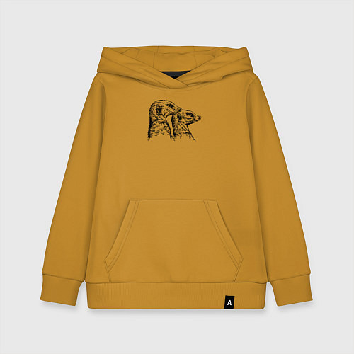 Детская толстовка-худи Пара сурикатов / Горчичный – фото 1