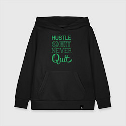 Толстовка детская хлопковая Hustle hit never quit, цвет: черный