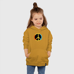 Толстовка детская хлопковая Хиппи знак разноцветный пацифик, цвет: горчичный — фото 2