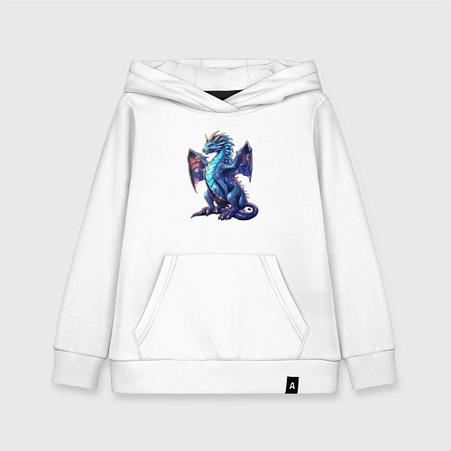 Детская толстовка-худи Синий новогодний дракон / Белый – фото 1