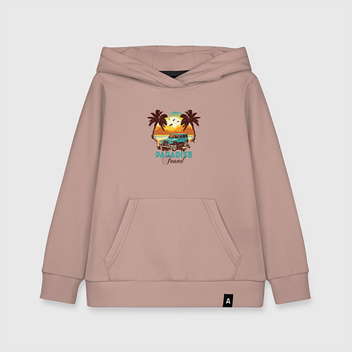 Детская толстовка-худи Джип Вранглер на фоне шикарного пляжа / Пыльно-розовый – фото 1