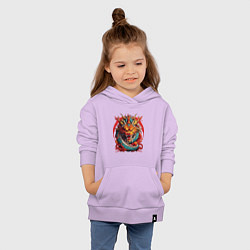 Толстовка детская хлопковая Китайский дракон в огне, цвет: лаванда — фото 2