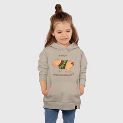 Толстовка детская хлопковая Капибара зимой в свитере, цвет: миндальный — фото 2