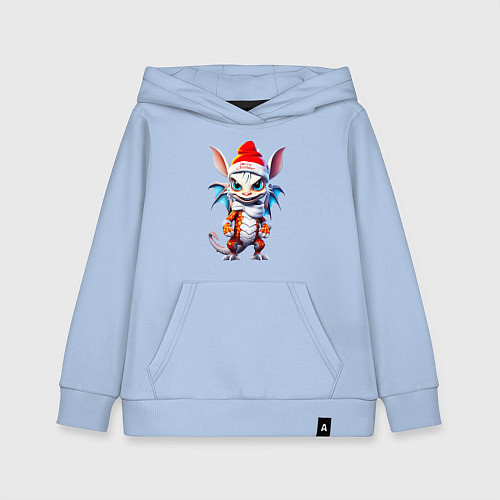 Детская толстовка-худи Дракончик в новогоднем колпаке / Мягкое небо – фото 1