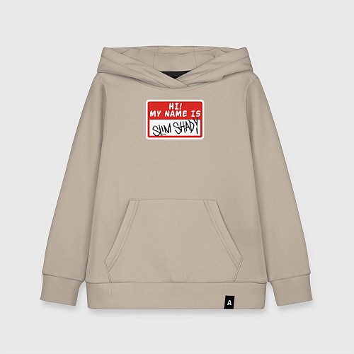 Детская толстовка-худи Hi my name is / Миндальный – фото 1