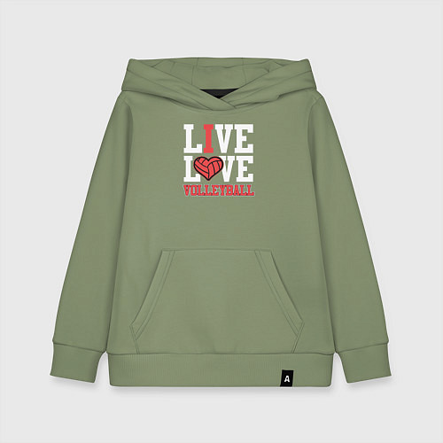 Детская толстовка-худи Жить и любить волейбол / Авокадо – фото 1