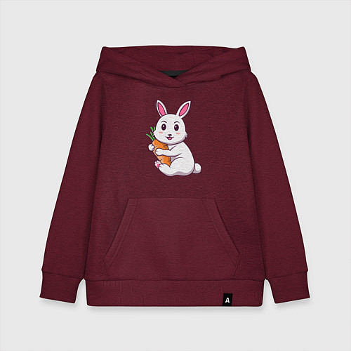 Детская толстовка-худи Зайчонок с морковкой / Меланж-бордовый – фото 1