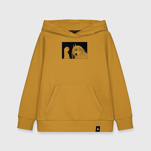 Детская толстовка-худи Пауэр аниме человек бензопила / Горчичный – фото 1