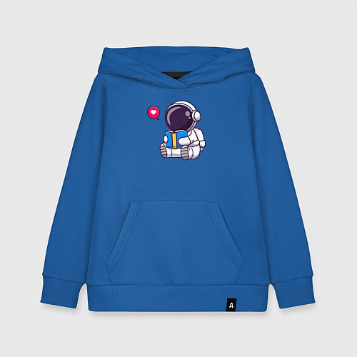 Детская толстовка-худи Космонавт читает / Синий – фото 1