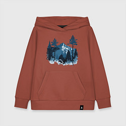 Толстовка детская хлопковая Графика горный пейзаж, цвет: кирпичный