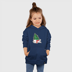 Толстовка детская хлопковая Котик против елки, цвет: тёмно-синий — фото 2