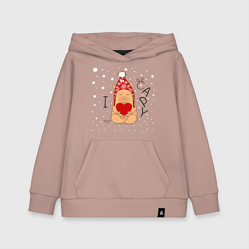 Детская толстовка-худи Капибара с сердцем: я люблю / Пыльно-розовый – фото 1