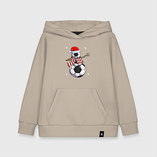 Детская толстовка-худи Soccer snowman / Миндальный – фото 1