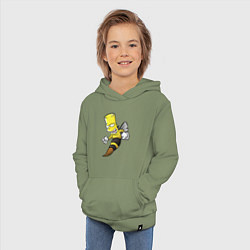 Толстовка детская хлопковая Барт Симпсон шершень - перевоплощение, цвет: авокадо — фото 2