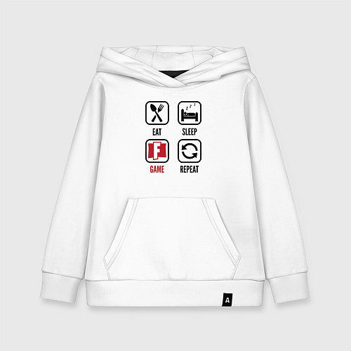 Детская толстовка-худи Eat - sleep - Fortnite - repeat / Белый – фото 1