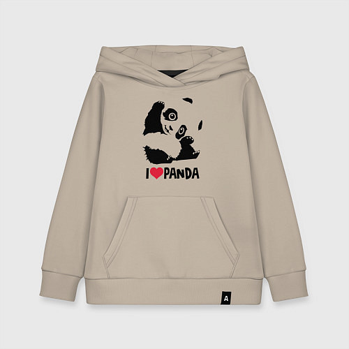 Детская толстовка-худи I love panda / Миндальный – фото 1