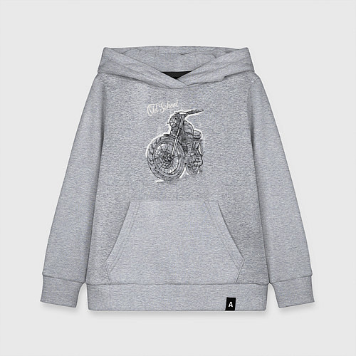 Детская толстовка-худи Старая школа - мотоцикл / Меланж – фото 1