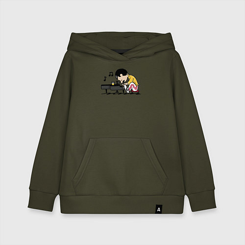 Детская толстовка-худи Фредди Меркьюри за роялем / Хаки – фото 1