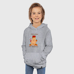 Толстовка детская хлопковая Капибара в короне: будь собой, цвет: меланж — фото 2