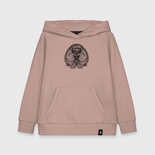 Детская толстовка-худи Суслик в очках / Пыльно-розовый – фото 1