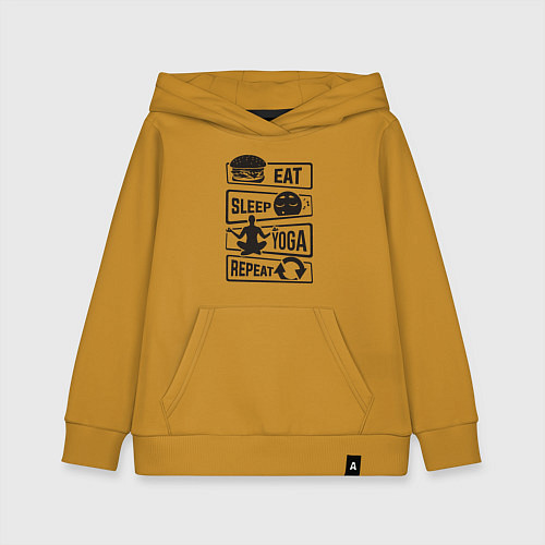 Детская толстовка-худи Eat sleep yoga repeat / Горчичный – фото 1