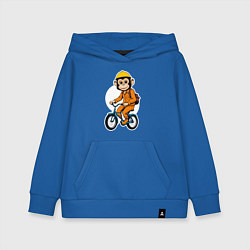 Толстовка детская хлопковая Обезьяна на велосипеде, цвет: синий