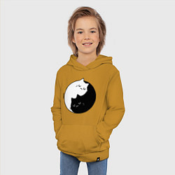 Толстовка детская хлопковая Кошачий ин янь, цвет: горчичный — фото 2