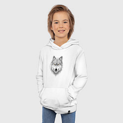 Толстовка детская хлопковая Волк с оберегом, цвет: белый — фото 2