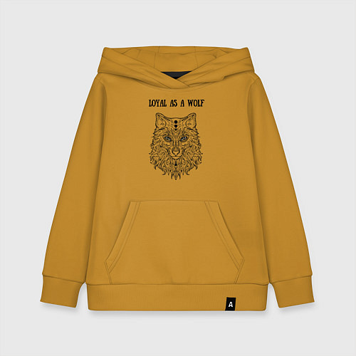 Детская толстовка-худи Loyal as a wolf / Горчичный – фото 1