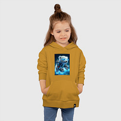 Толстовка детская хлопковая Кибер медвежонок - милашка, цвет: горчичный — фото 2