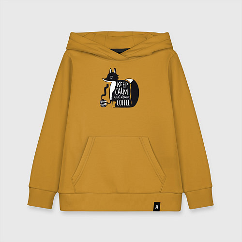 Детская толстовка-худи Лисичка с кофе / Горчичный – фото 1