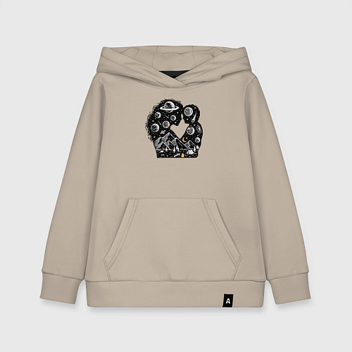 Детская толстовка-худи Space family / Миндальный – фото 1