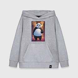 Толстовка детская хлопковая Панда в свитере под салютом - ai art, цвет: меланж