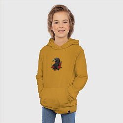 Толстовка детская хлопковая Орел и пуансеттия, цвет: горчичный — фото 2