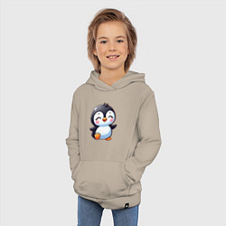 Толстовка детская хлопковая Маленький радостный пингвинчик, цвет: миндальный — фото 2