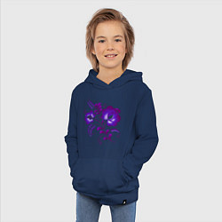 Толстовка детская хлопковая Веточка с цветами - фиолетовая гжель, цвет: тёмно-синий — фото 2