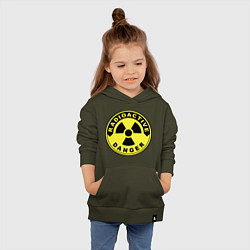 Толстовка детская хлопковая Danger radiation sign, цвет: хаки — фото 2