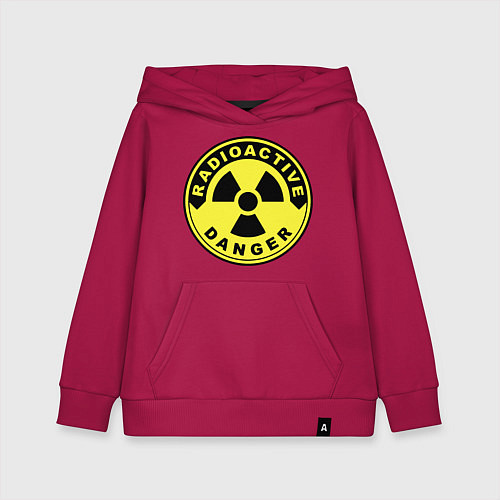 Детская толстовка-худи Danger radiation sign / Маджента – фото 1