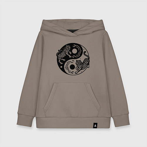 Детская толстовка-худи Тигры Инь Янь / Утренний латте – фото 1