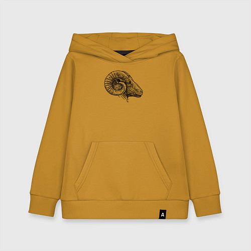 Детская толстовка-худи Профиль барана / Горчичный – фото 1
