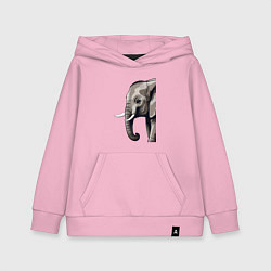 Толстовка детская хлопковая Большой африканский слон, цвет: светло-розовый
